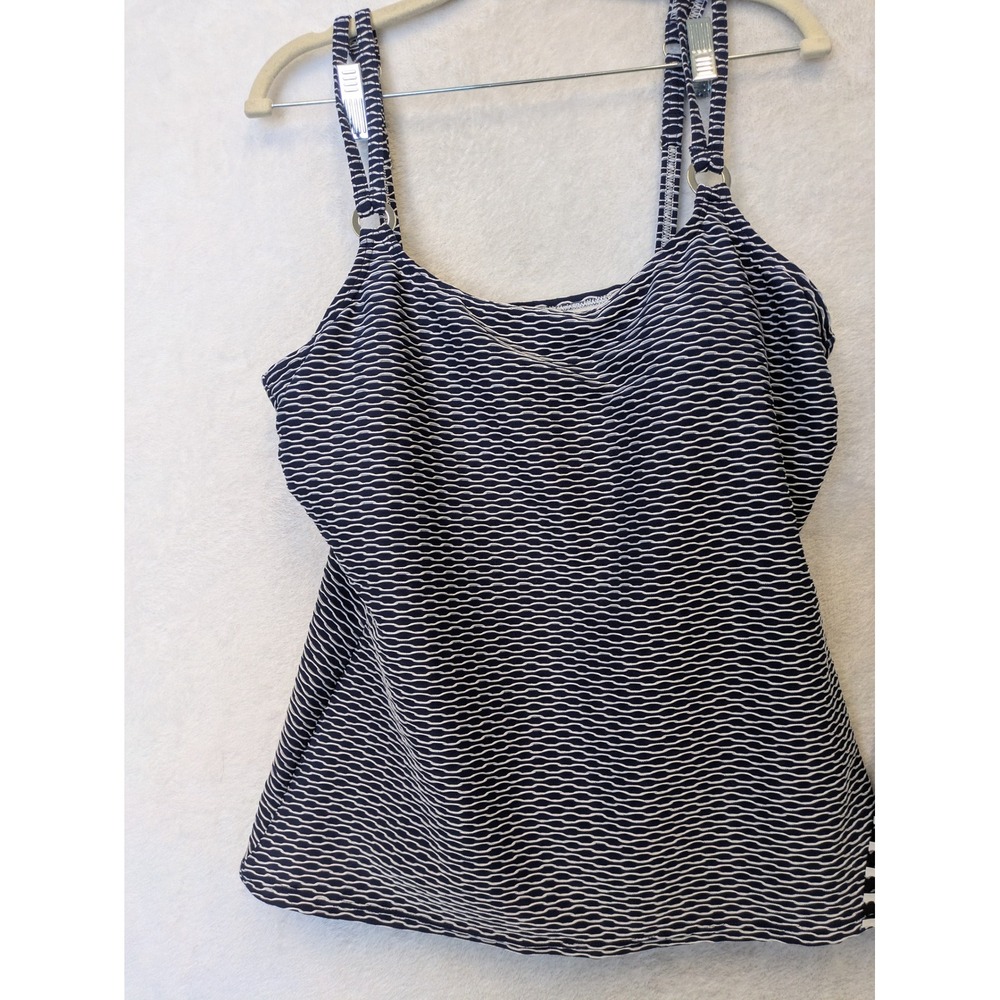 Croft & Barrow Women's Size XL/XXL Tankini Swim Tops Lot of 2 Navy Black Striped - Picture 2 of 9